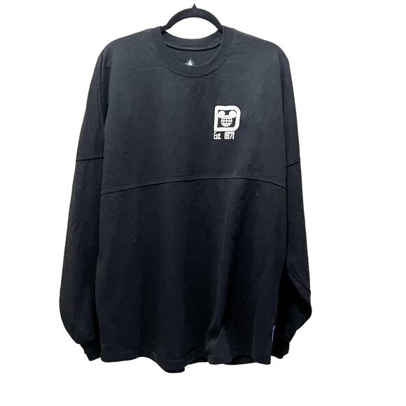 Walt Disney World Spirit Jersey Black Long Sleeve Theme Park Pullover Top Sz XL - Picture 2 of 6